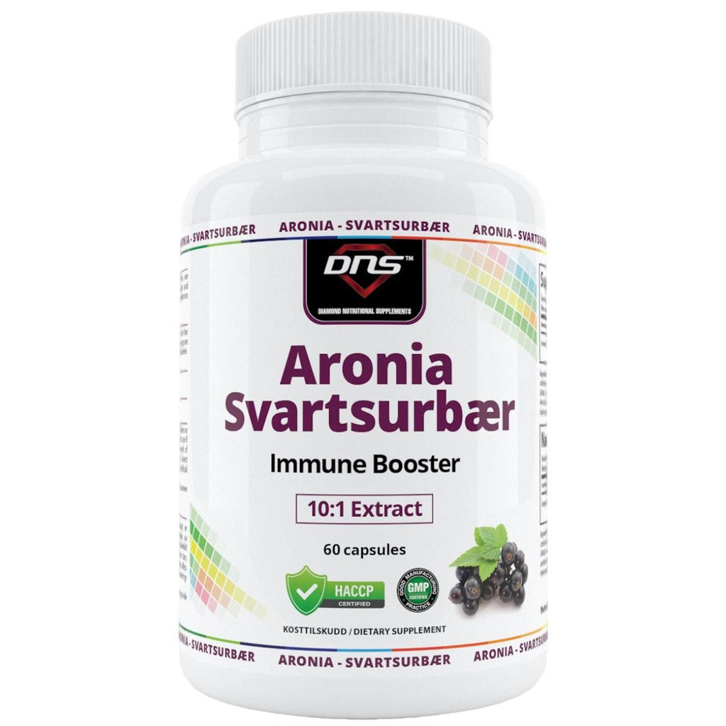 en hvit boks med aronia svartsurbær fra DNS