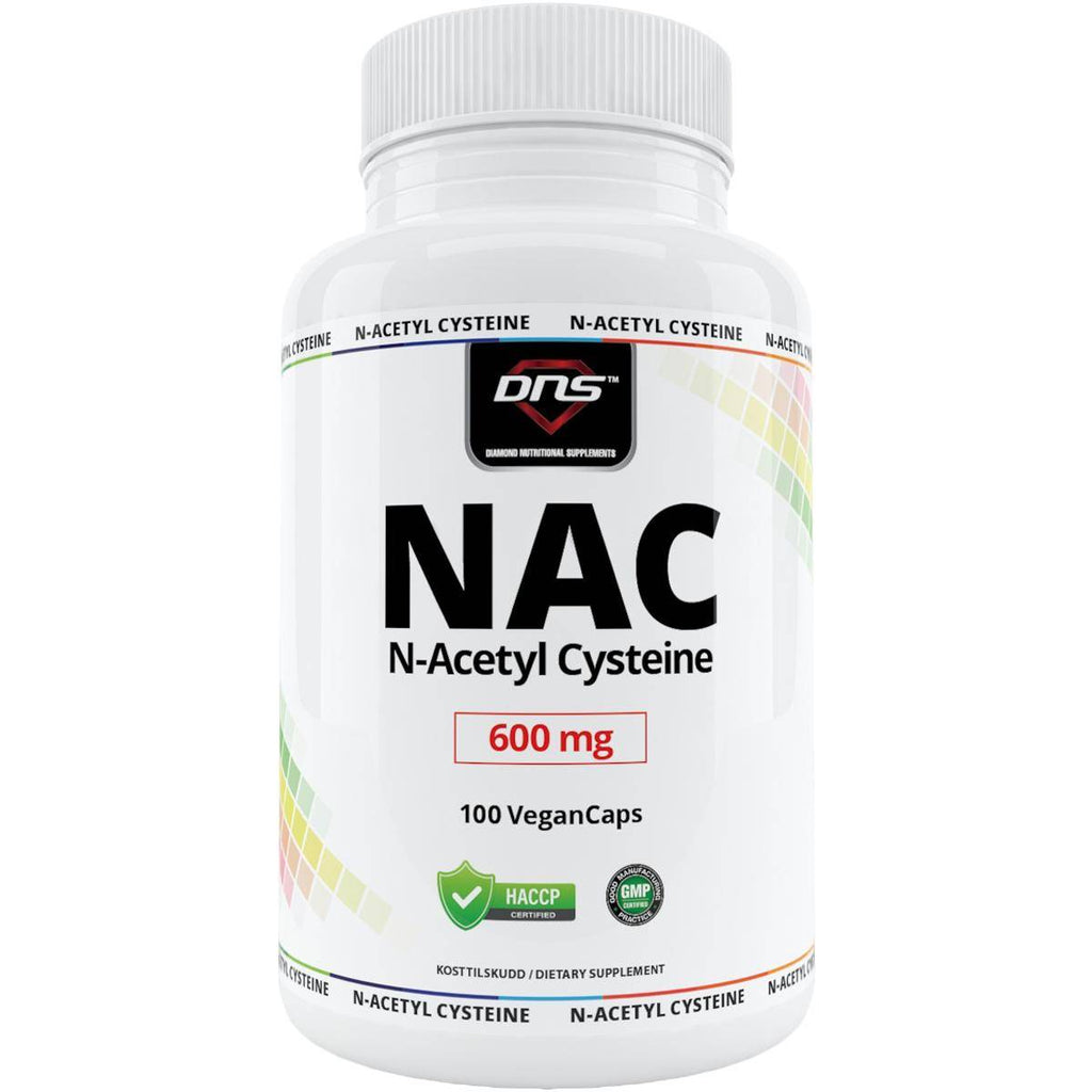 en hvit boks med NAC - N-Acetyl Cystein fra DNS