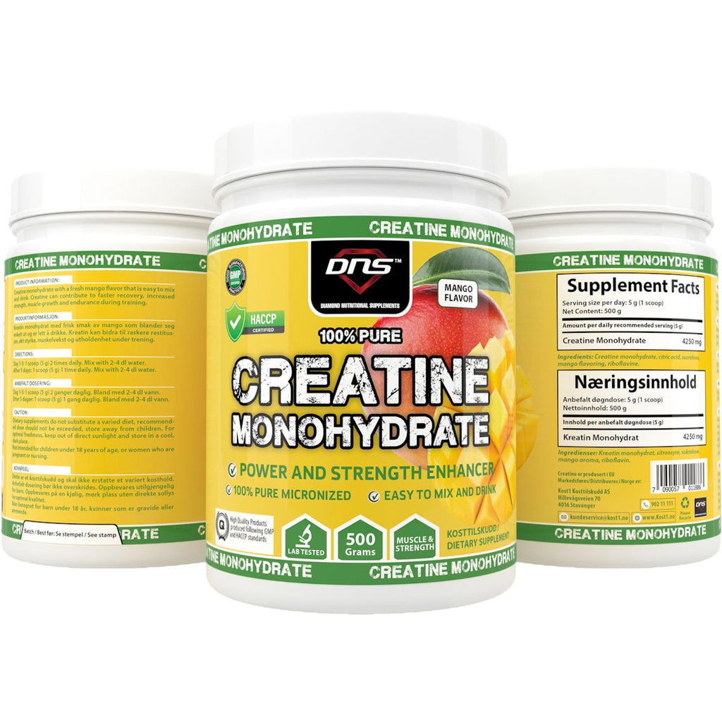 DNS 100% Pure Creatine Monohydrate Mango 500 gram-Highwhey.no