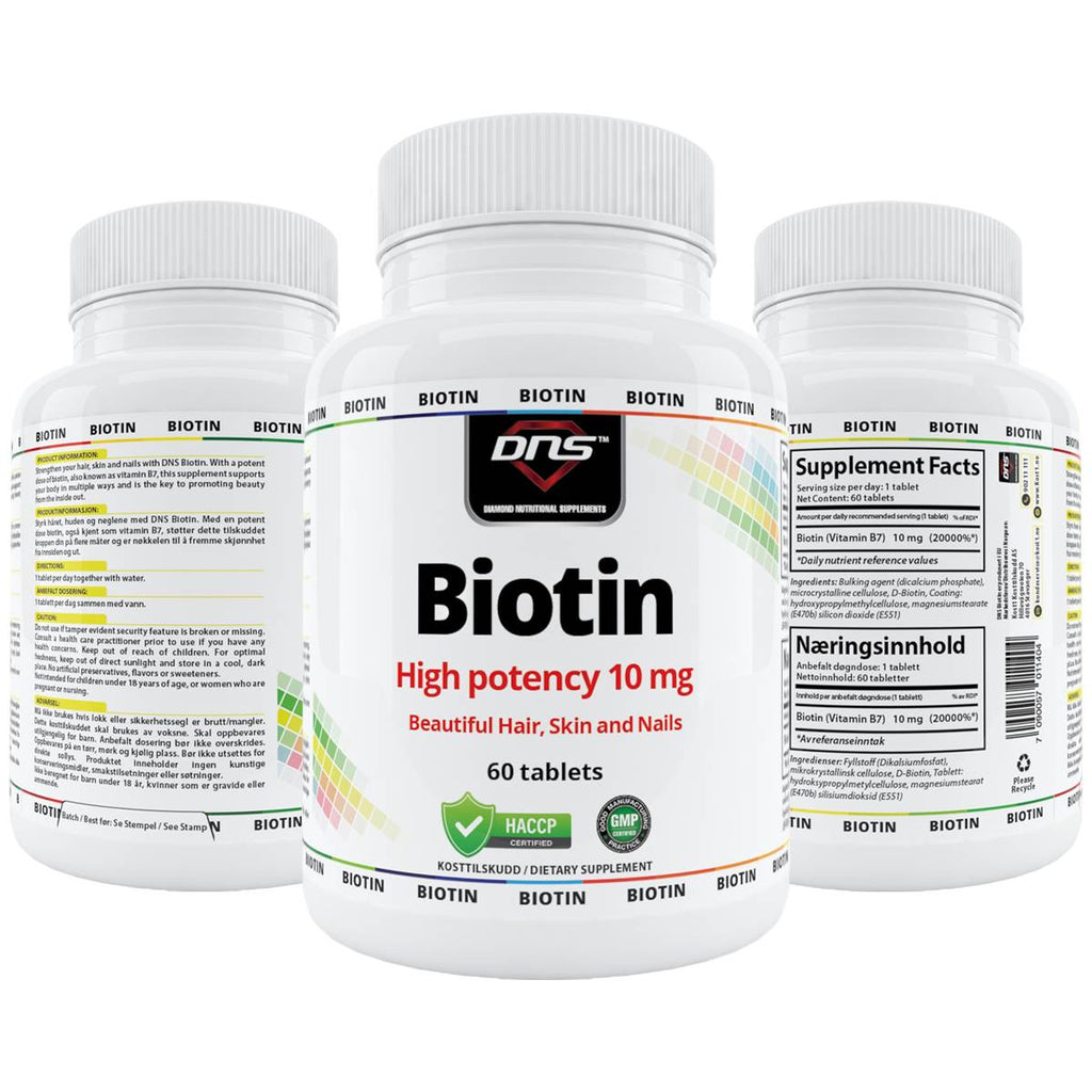 DNS Biotin High Potency 10 mg - Beautiful Hair, Skin & Nails 60 tabletter-Highwhey.no