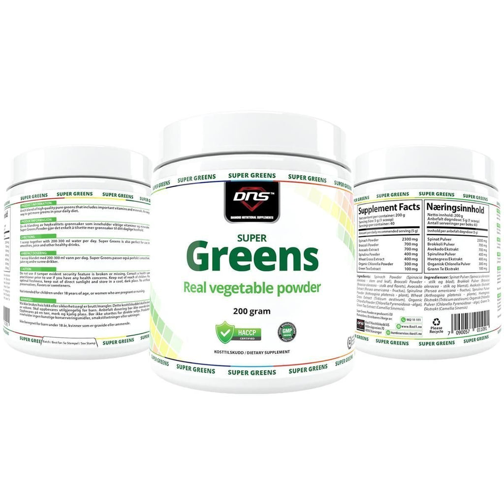 DNS Super Greens 100% Naturlig Grønnsakspulver 200 gram-Highwhey.no