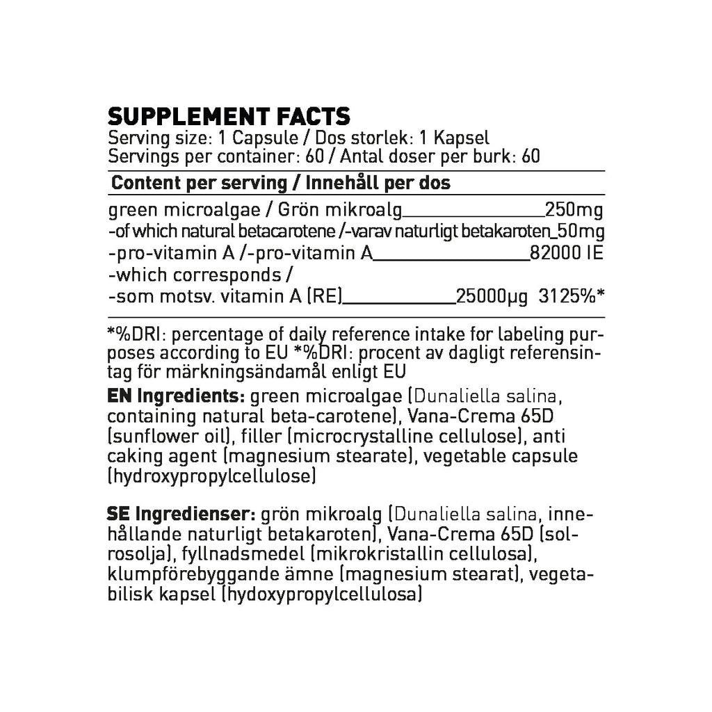 Swedish Supplements Beta Caroten 60 kapsler-Highwhey.no