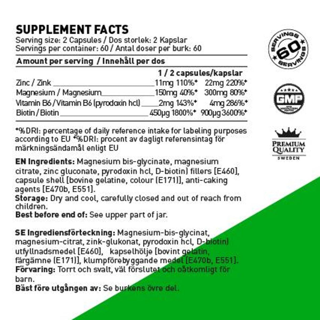 Swedish Supplements ZMA+ 120 kapsler-Highwhey.no